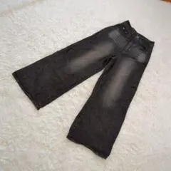 GRL ワイドデニムパンツ　ブラック　レーヨン混　Mサイズ