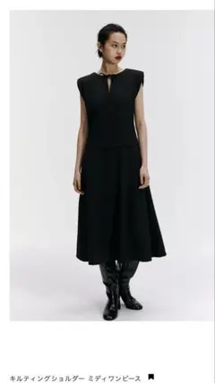 ZARA ブラック ミディワンピース ノースリーブ