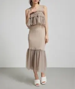 ノースリーブニットワンピース ベージュ フリーサイズ rienda