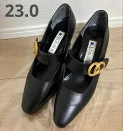DIANA 23.0 ストラップ　パンプス　ゴールドモチーフ　ブラック　レザー
