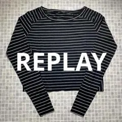 【新品】REPLAY　リプレイ　ロングスリーブTシャツ　ブラックボーダー　Mのサムネイル