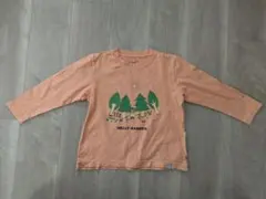 オレンジ色 プリント付き 長袖カットソー