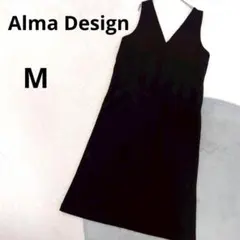 アルマデザイン ▶ ジャンパースカート M 黒 深Vネック ロング丈