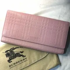【希少色】BURBERRY バーバリー 長財布 折り財布 ピンク チェック