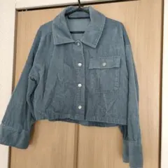 WEGOレディースコーデュロイ クロップドジャケット 青