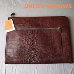 新品 UNITED ARROWS クロコ型押し クラッチバッグ ダークブラウン