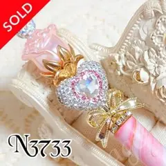 sale‼️N3733 カスタムボールペン 薔薇ビーズ ハート リボン 再販なし