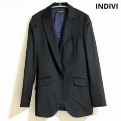 INDIVI 日本製 1Bウールテーラードジャケット ストレッチ 36のサムネイル