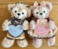 ダッフィー ＆シェリーメイ ぬいぐるみバッジ　バレンタイン