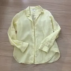 UNIQLO ユニクロ リネンシャツ 長袖 イエロー Mのサムネイル
