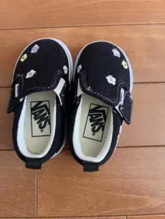 VANS ブラック 花柄スリッポン ベビーシューズ