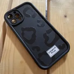 iPhone12Pro用ケース ブラック レオパード柄