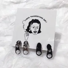 No.50A チャックパーツピアス 2点set 韓国 KPOP 地雷 パンク