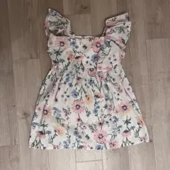H&M フラワープリント ノースリーブワンピース 110cm