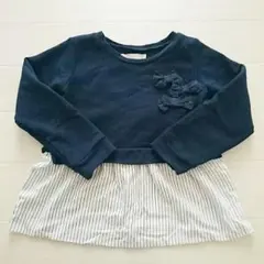 重ね着風 トレーナー 120 ネイビー