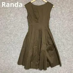 Randa ブラウン系 ノースリーブ ひざ丈ワンピース