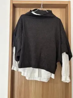 ダークブラウン ニット 長袖シャツ　セット