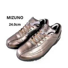 美品★MIZUNO X10 ウォーキングシューズ ブロンズ 茶色 サイドジップ