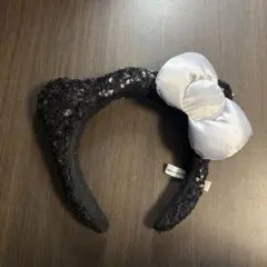 ユニバ　キティ　黒カチューシャ（白リボン付き）