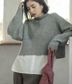 OPAQUE.CLIPミドルゲージショートニット×ドッキングタンク洗濯機OK38