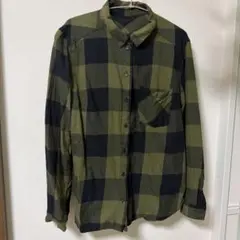 H＆M 緑チェック 長袖シャツ
