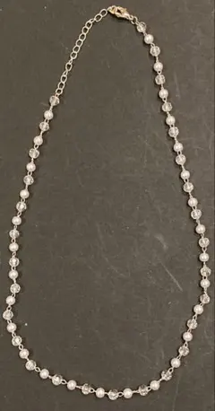 ラコレ クリスタルパールビーズネックレス