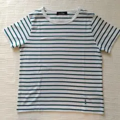 EASTBOY ボーダーTシャツ ホワイト×グリーン　サイズ9のサムネイル