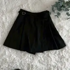 【ブルーレーベル】（M／38）ラップショートパンツ黒チェックベルト通勤のサムネイル