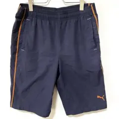 PUMA プーマ ナイロン ハーフパンツ 古着 L ネイビー 紺 オレンジ
