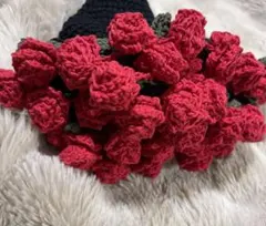 【たぬき様専用出品】花束ブランケット コットン糸 ブラック×レッド