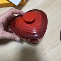 ハート型セラミック容器 赤