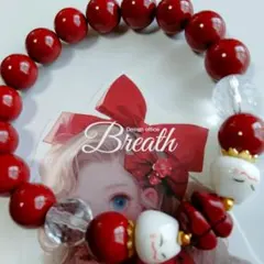 強力な魔除け❤️生命力❤️辰砂10mm.白猫.よつ葉.水晶ブレスレット