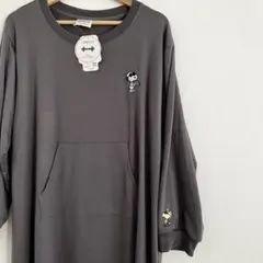 タグ付き　スヌーピー　刺繍 ロングT シャツ　ワンピース グレー　M