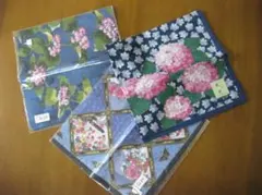 藍染 ３枚セット　43cm ハンカチ
