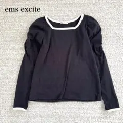 エムズエキサイト リンガーパワショルカットソー スクエアネック ギャザー 配色