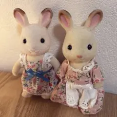 シルバニア　人形　セット　ウサギ　花柄　ドレス