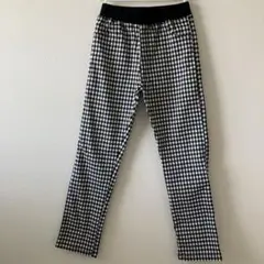 130サイズ ギンガムチェック柄パンツ 黒×白