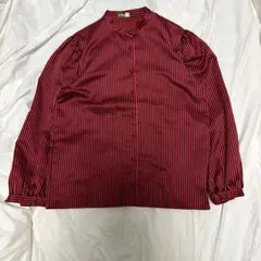 Cacharel カシャレル 赤×黒ストライプ パフスリーブ ブラウスのサムネイル
