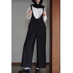 CLANE クラネ Uネックタックサロペットパンツ ブラック サイズ0 黒のサムネイル