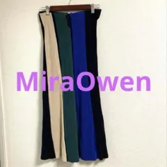 Mila Owen✨マルチカラー リブプリーツ ロングスカート　ベルト無し　S
