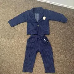 90サイズ ネイビー ストライプスーツセット