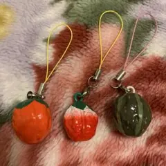 フルーツ型ストラップ 3個セット　ハンドメイド