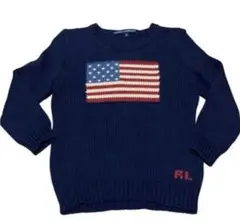 【再値下げ！】ポロラルフローレン　アメリカ国旗　ニット　セッター　紺色 正規品