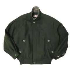 90s ウール ブルゾン 短丈 ボンバージャケット アクションプリーツ