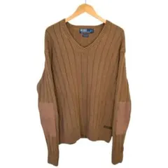 POLO RALPH LAUREN エルボーパッチVネックコットンニット