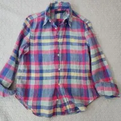 ラルフローレン　リネン　シャツ　ブラウス　チェック　ポニー刺繍　定価2.5万