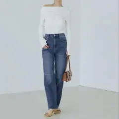 【未使用タグ付き】coca コカ　しゃがめるストレートデニム　ブルー　S