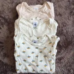 プチバトー　ベビー肌着　3枚セット　長袖 ボディスーツ86cm