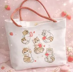 mofusand猫とイチゴのイラストトートバッグ