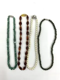 40.868【ネックレス　4本セット】シルバー　べっ甲風　ヴィンテージ